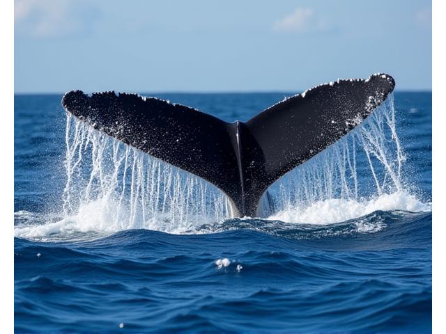 En hvalhale, der dykker ned i havet